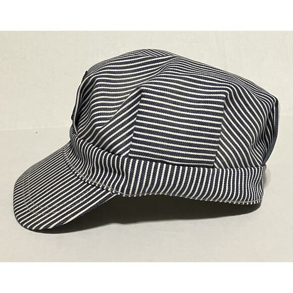 Vtg California Redwood Western Hat Railroad Conductor Striped Cap 7 1/4 - Picture 6 of 7